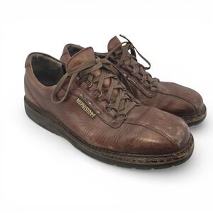 Mephisto‎ Mens 10.5 Leather Walking Comfort Shoes Brown Lace Up GUC Casual